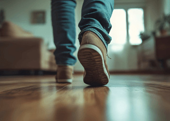 Shuffling Feet on Blurred Interior Floor